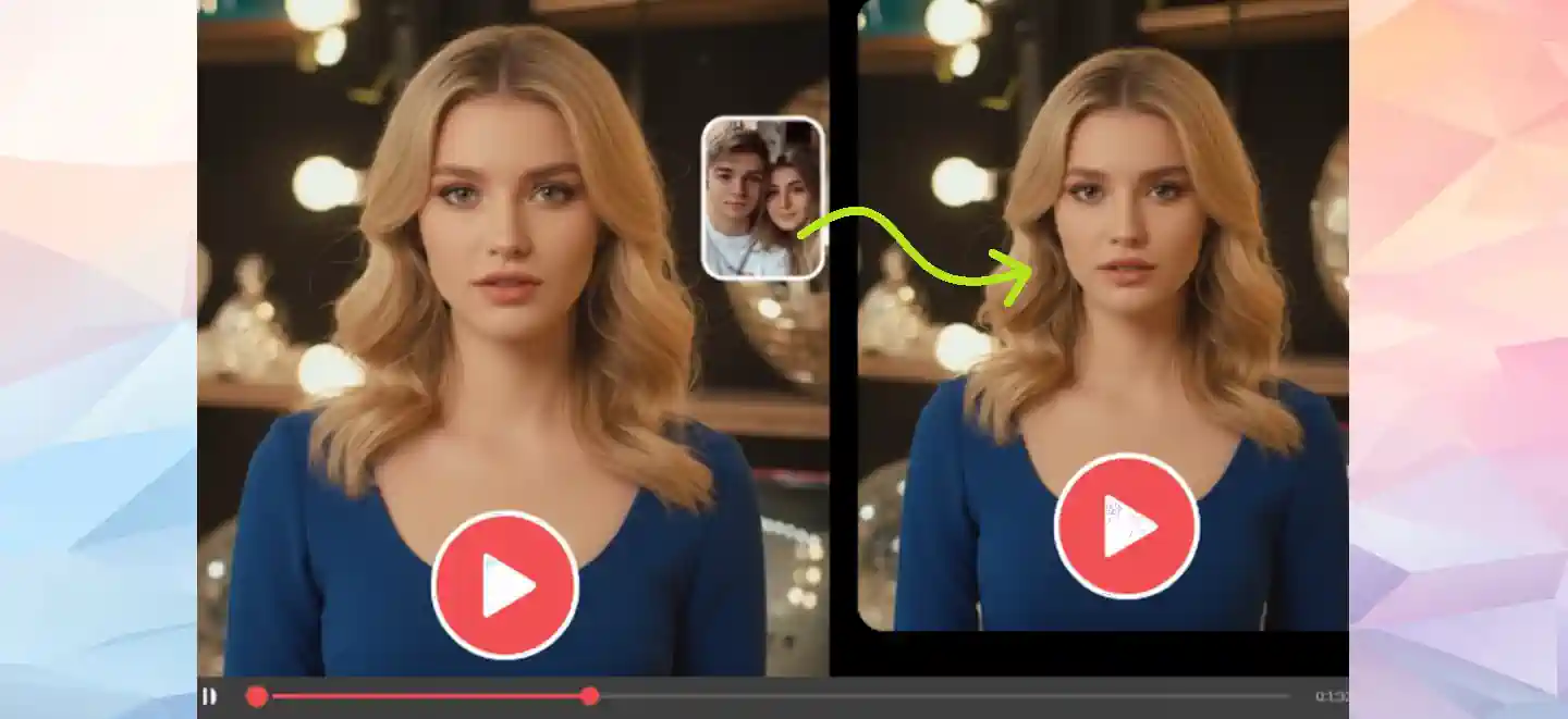 A person's face swapped into a video clip.
